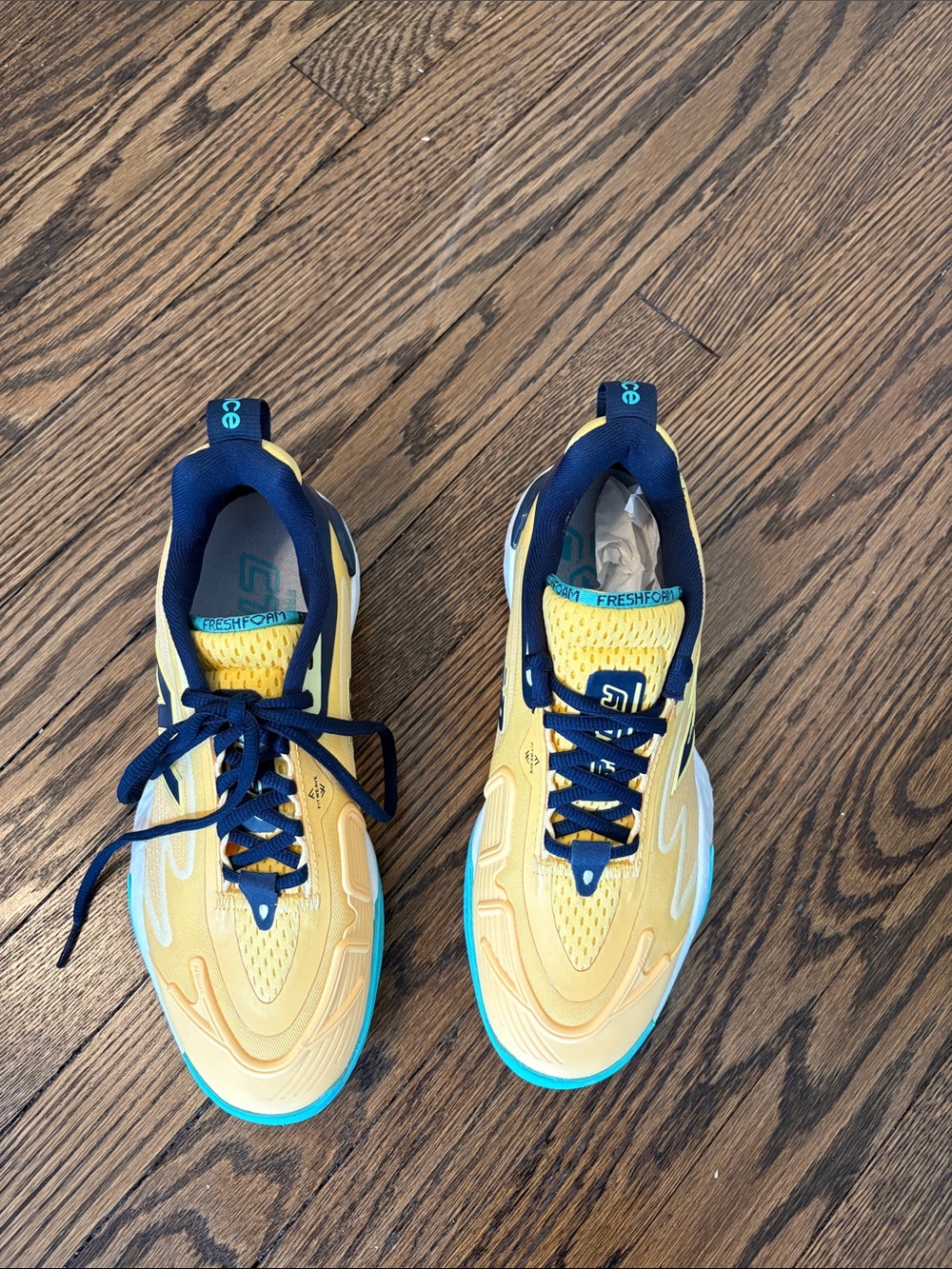 New Balance Kids Yellow and Navy Athletic Sneakers